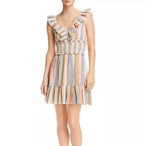 Saylor Rainbow Stripe Smocked Gauze Dress XXL